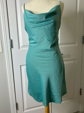Urban Outfitters Satin Slip Dress Green Size S – Adjustable Straps
